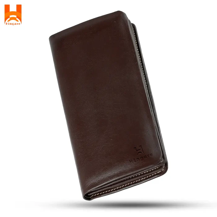 Plain Soft Full Genuine Leather Long Wallet Premium Quality Double Gadget Leather Wallet - Image 2